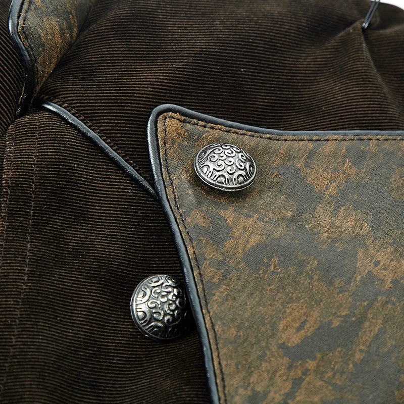 Y-654 Military Cape Style Modern Gothic Trench Coats For Men - Image 5
