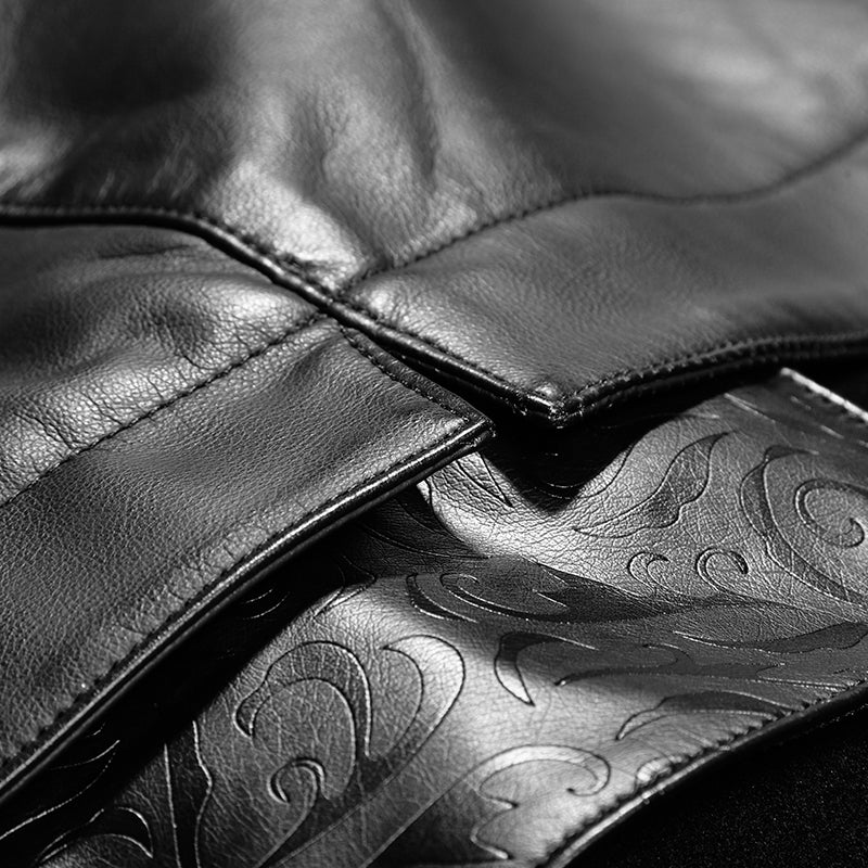 Y-712 Military Leather Long Gothic Trench Coats Double-breasted - Image 10