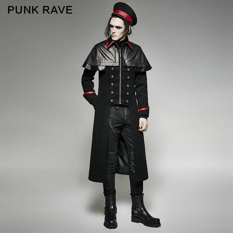 Y-712 Military Leather Long Gothic Trench Coats Double-breasted - Image 7