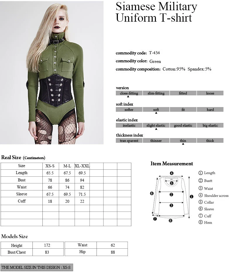 T-434 Military Nylon Retro Buttons Jumpsuits Combat Leather Punk Shirts - Image 10