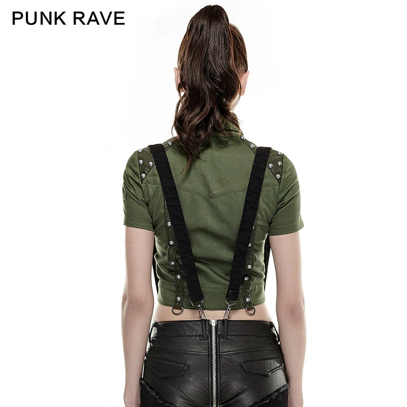 Y-666 Military Sexy Leather Punk Shirts With Rivet Studded - Image 8