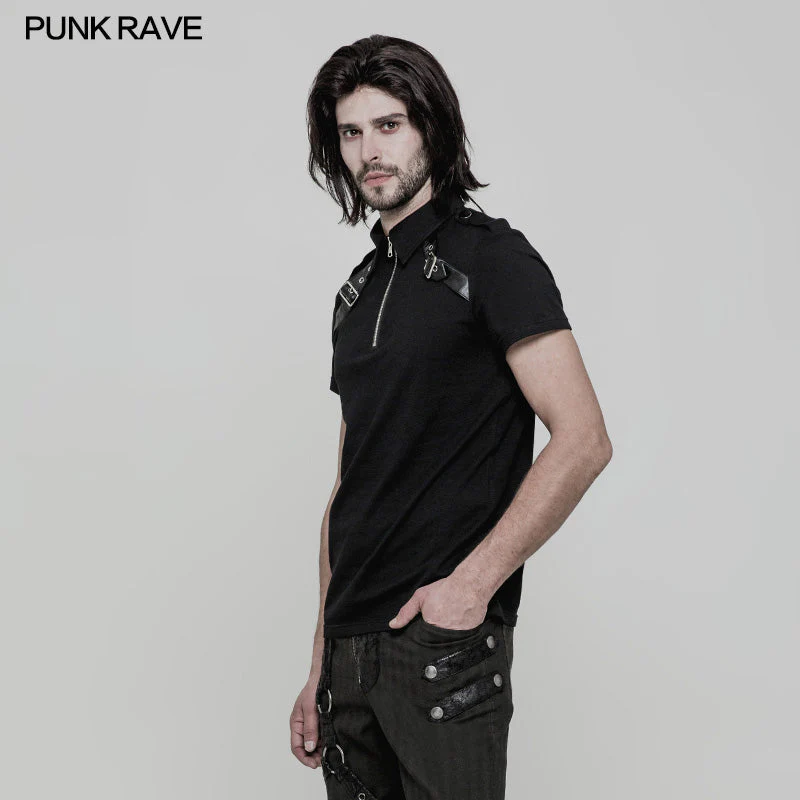 WT-517 Military Short Sleeves Punk T-shirt For Men - Image 2