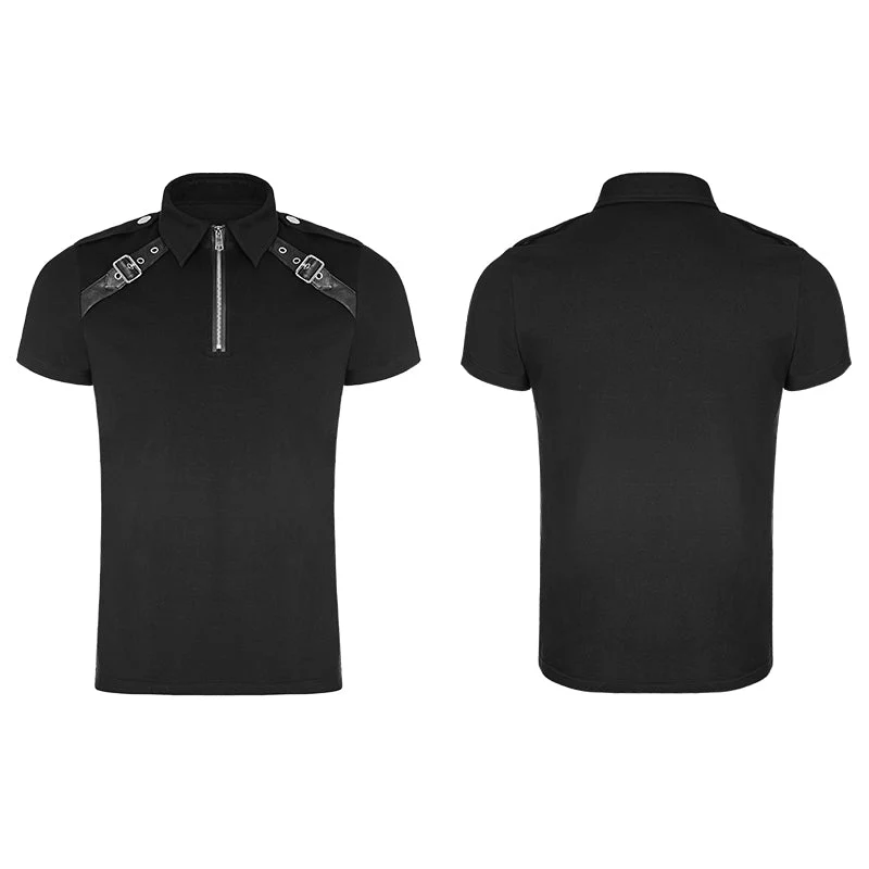 WT-517 Military Short Sleeves Punk T-shirt For Men - Image 4