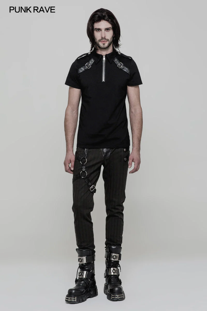 WT-517 Military Short Sleeves Punk T-shirt For Men - Image 6