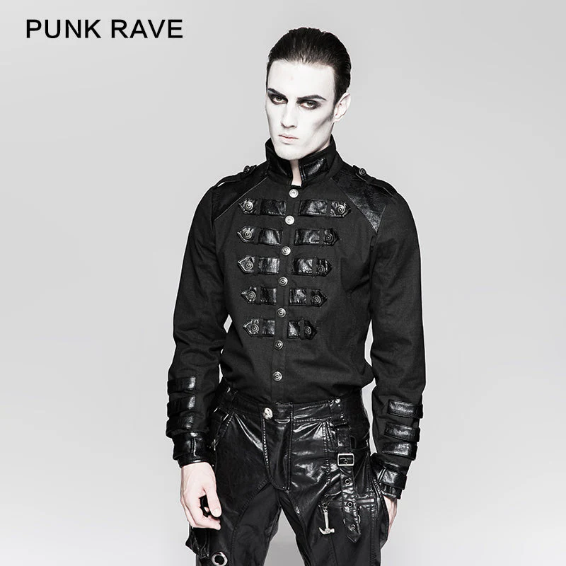 Y-753 Military Stand-up Collar Gothic Coat With Delicate Loops - Image 5