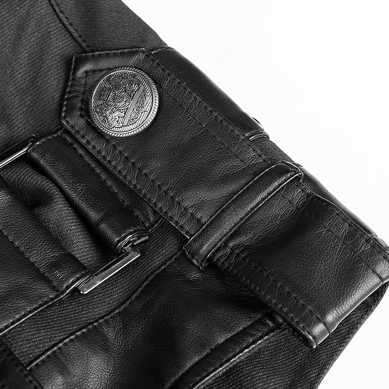 Y-738 Military Uniform Cross Belt Inelastic Laminating Denim Punk Vest - Image 5