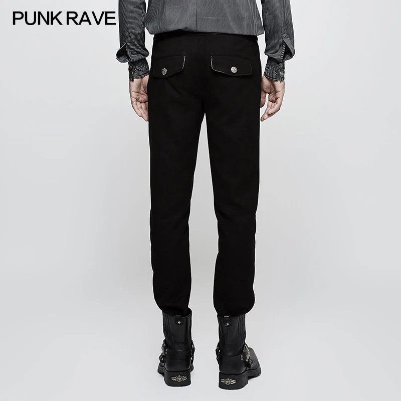 K-303 Military Uniform Leisure Punk Pants Suede Suits Woven Striped Worsted Mans Trousers - Image 3
