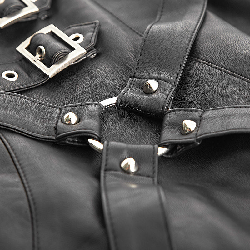 Q-270 New Fashion Lady Bandage High Waisted Leather Punk Skirt - Image 5