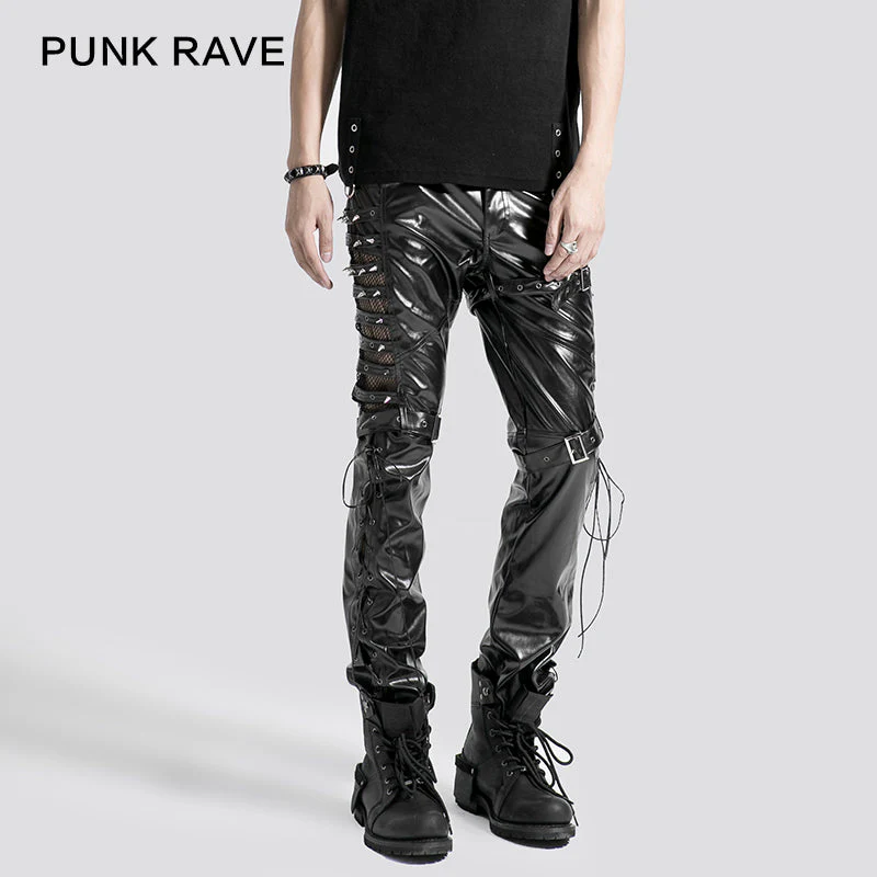 K-131 New Style Lether Riveted Long Punk Pants - Image 5