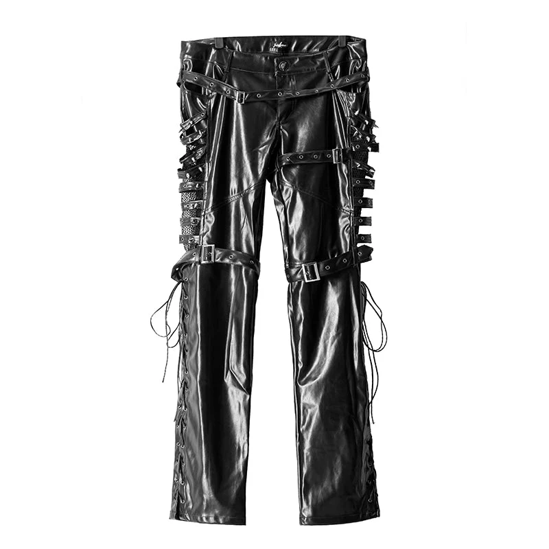 K-131 New Style Lether Riveted Long Punk Pants - Image 7