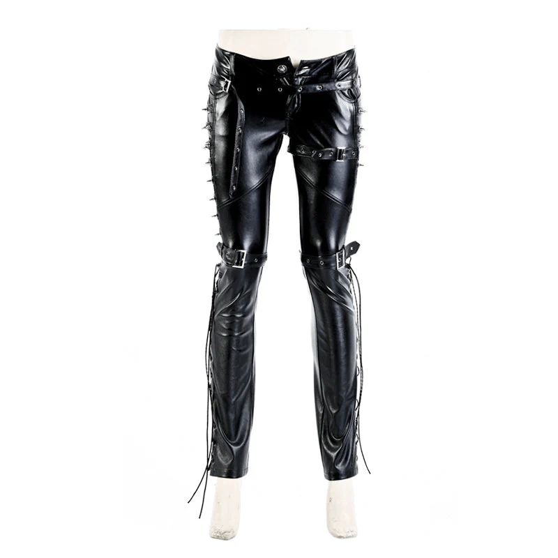 K-131 New Style Lether Riveted Long Punk Pants - Image 9