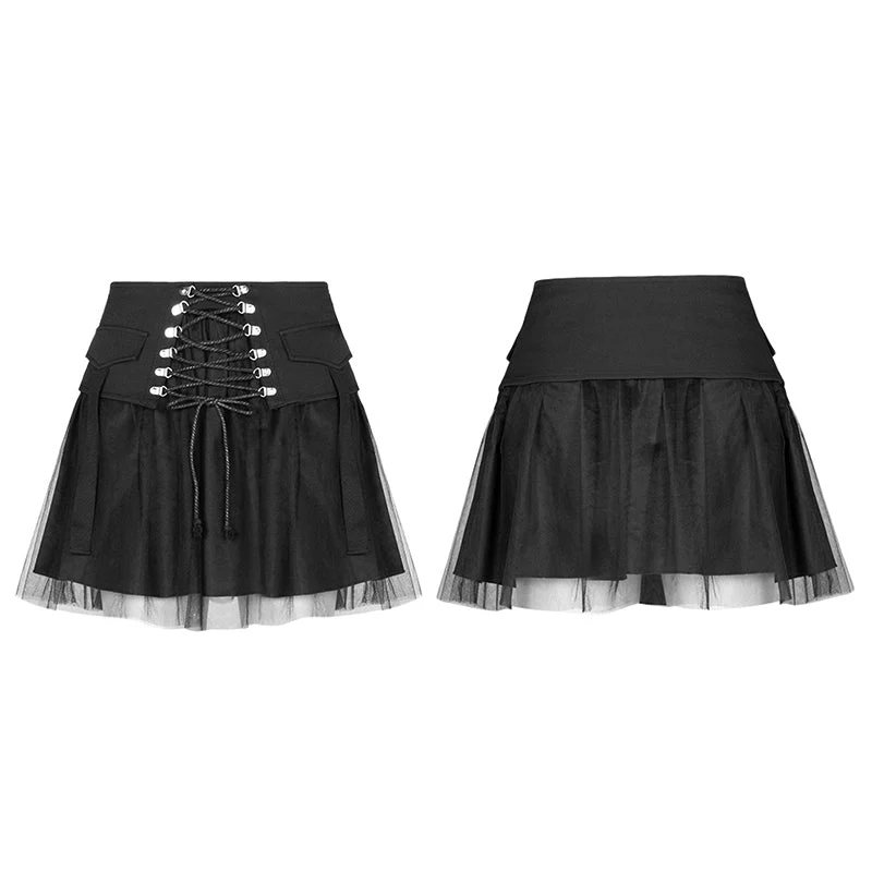 OPQ-615BQF Nifty punk mesh plaid skirt - Image 5
