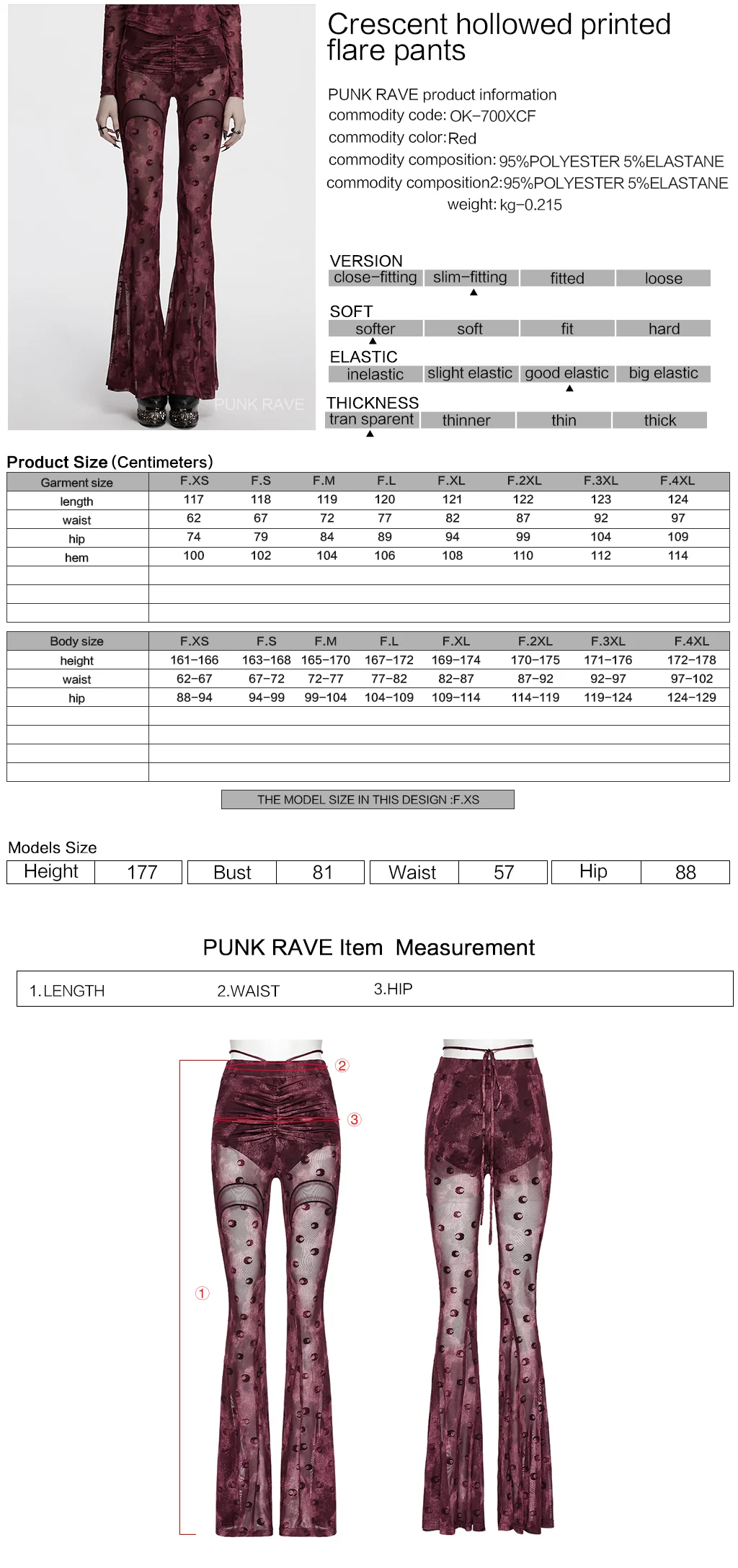OK-700DQF Velvet Flare Punk Pants with Mesh Knee Cutouts - Image 11