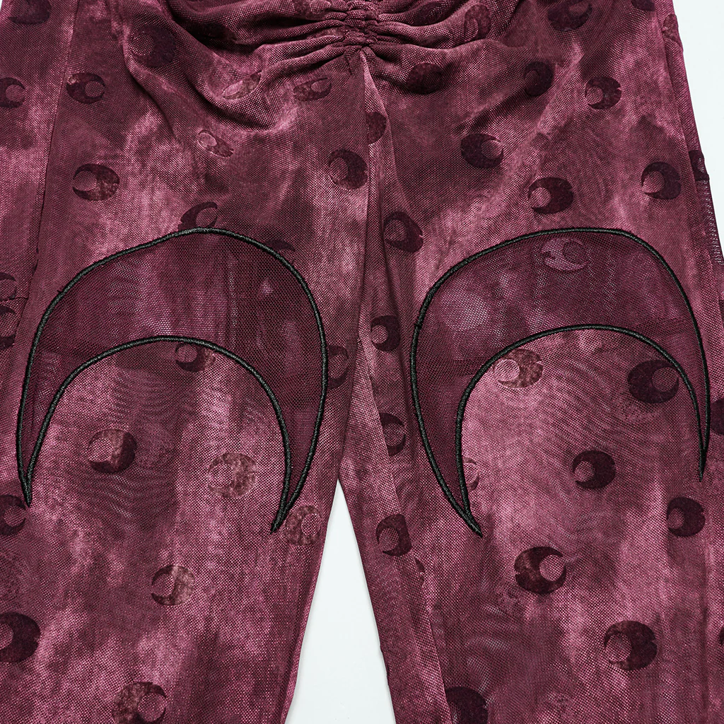 OK-700DQF Velvet Flare Punk Pants with Mesh Knee Cutouts - Image 12