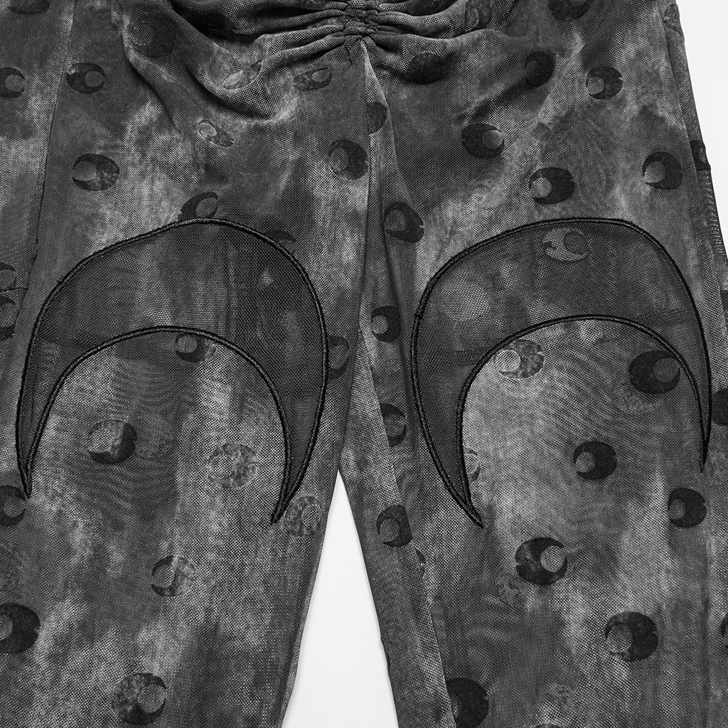 OK-700DQF Velvet Flare Punk Pants with Mesh Knee Cutouts - Image 22
