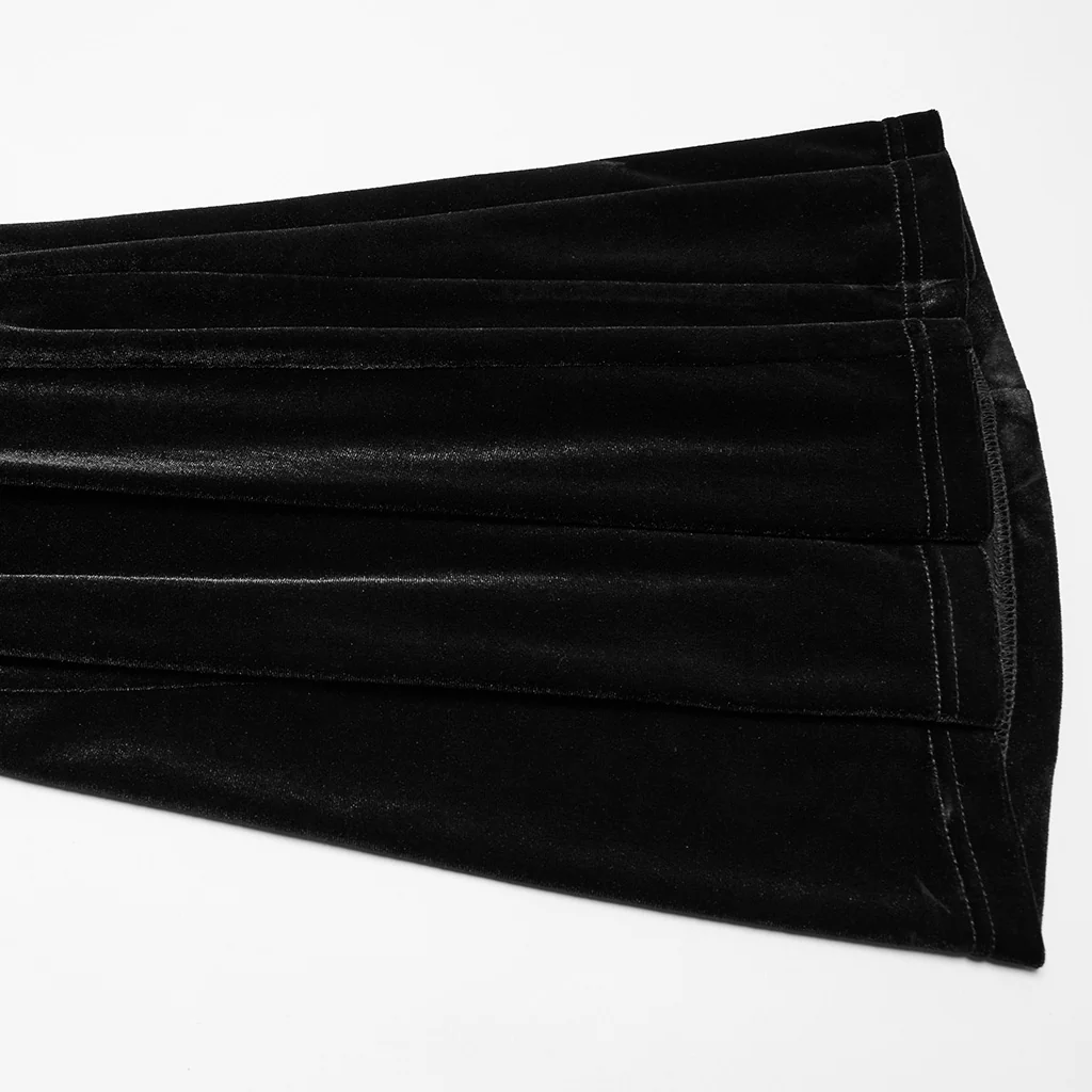 OK-700DQF Velvet Flare Punk Pants with Mesh Knee Cutouts - Image 9
