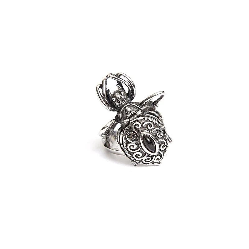 S-162 Openable Spider Titanium Crystal silver Fashion Ring Gothic Accessories - Image 3