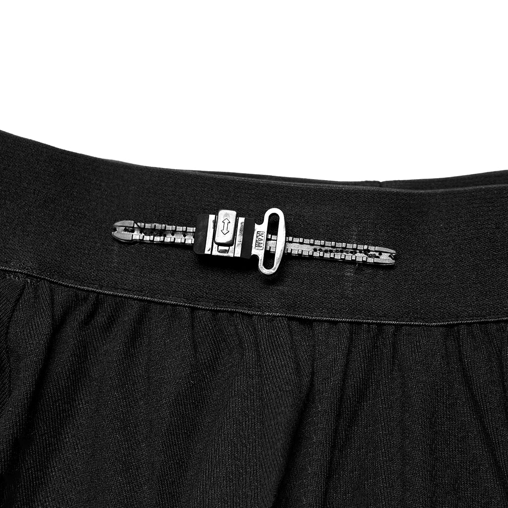 OPQ-1222BQF Asymmetrical Gothic Skirt High Waist Layered Hemline Black - Image 7