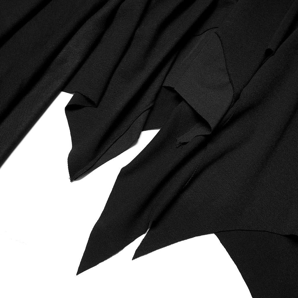 OPQ-1222BQF Asymmetrical Gothic Skirt High Waist Layered Hemline Black - Image 8