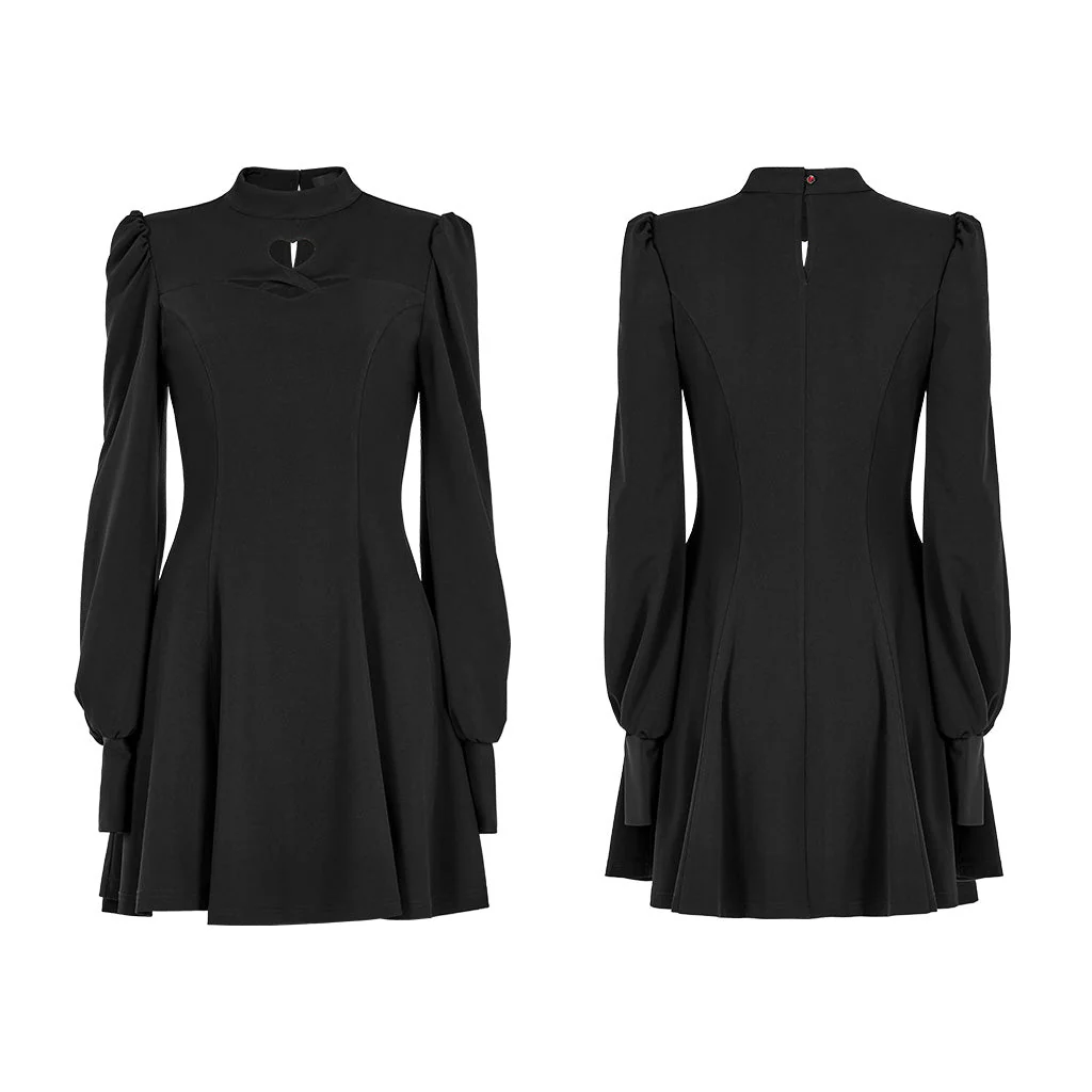 OPQ-1276LQF Gothic Dress Heart Cutout Long Sleeve Black Skater Style - Image 25