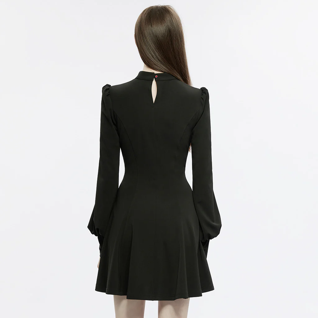OPQ-1276LQF Gothic Dress Heart Cutout Long Sleeve Black Skater Style - Image 4