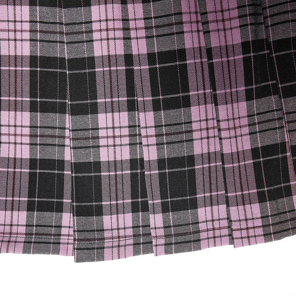 OPQ-1289BQF Edgy Plaid Punk Skirt Mini with Grommet Details - Image 8