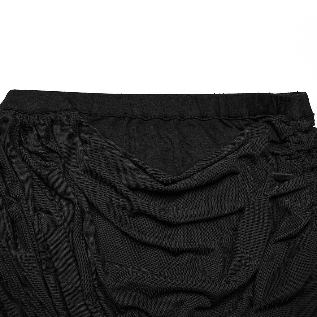 OPQ-1402BQF Versatile Ruched Black Punk Skirt with Adjustable Drawstrings - Image 16