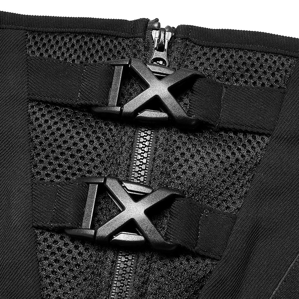 OPS-250YDF Gothic Corset Black Lace-up Waist Cincher Belt - Image 26