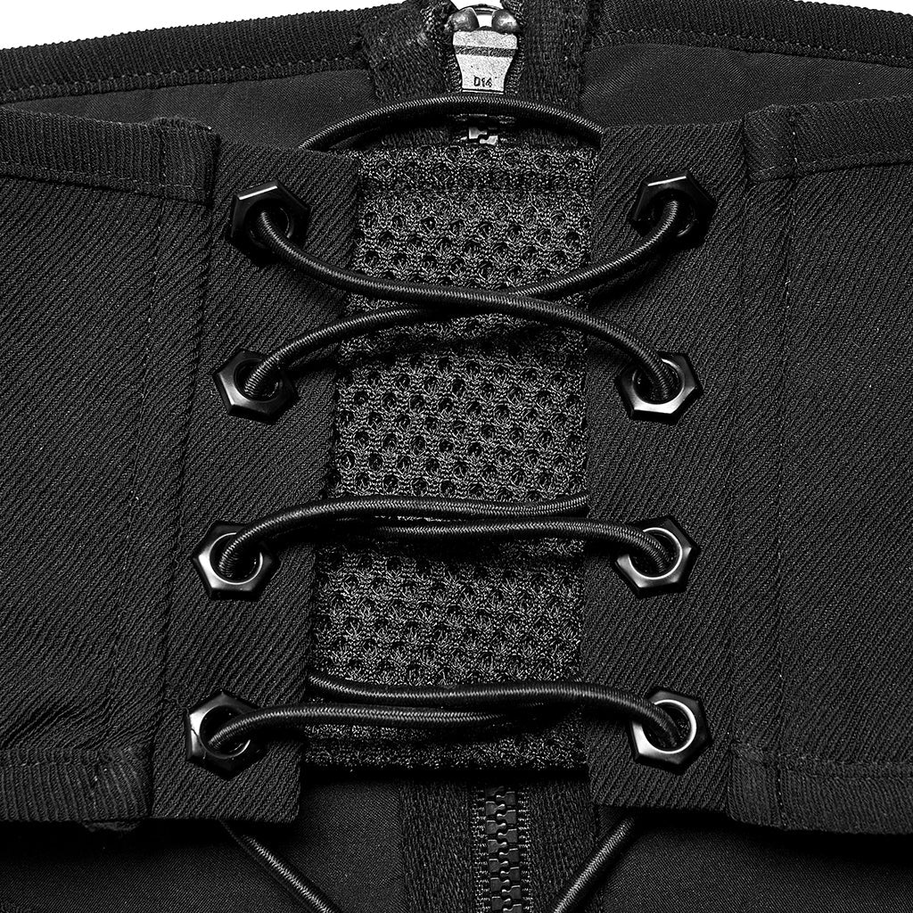 OPS-250YDF Gothic Corset Black Lace-up Waist Cincher Belt - Image 29