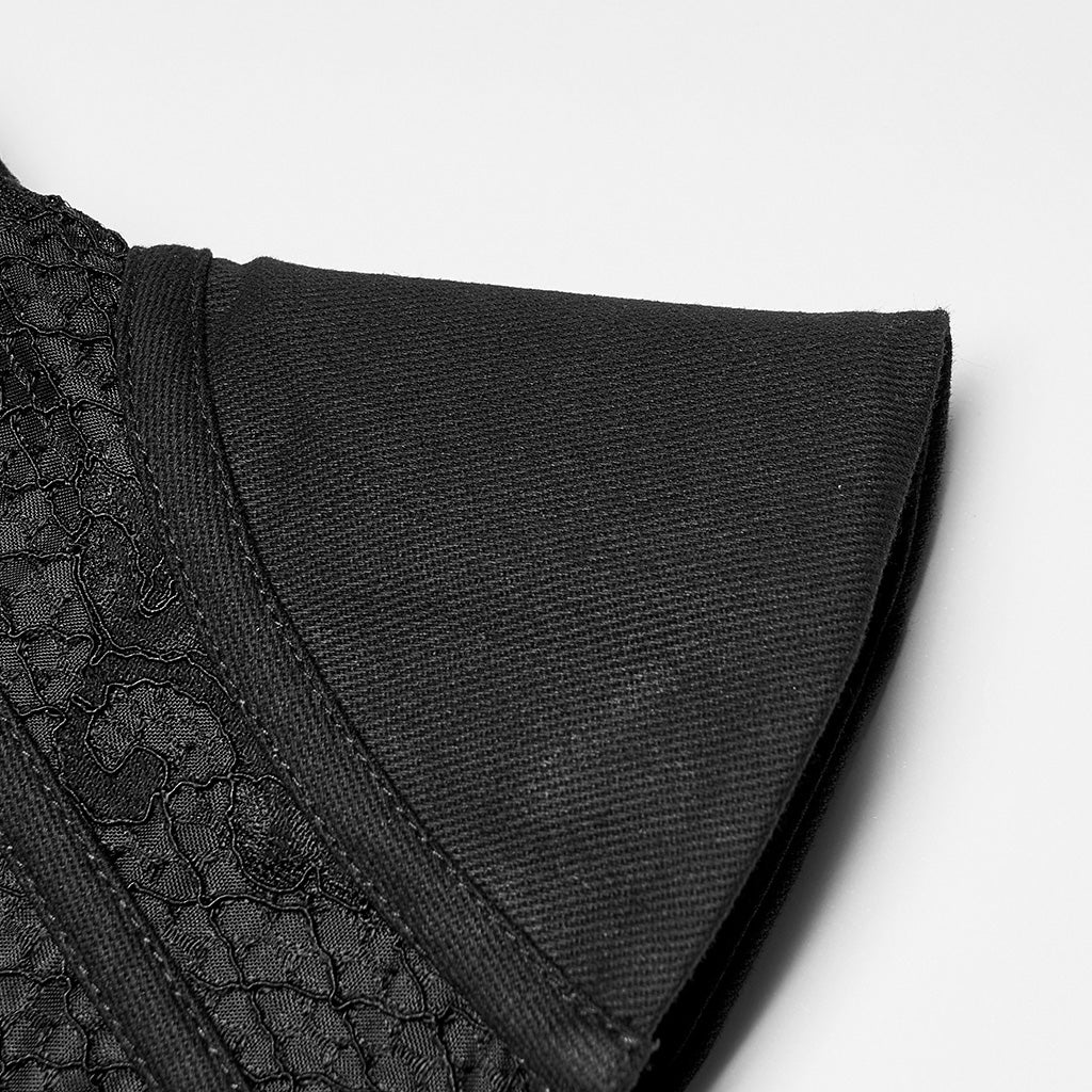 OPS-263YDF Black Lace Zip Front Mesh Punk Corset Belt Gothic Corset Black Lace Mesh Zipper Waist Cincher Belt - Image 8