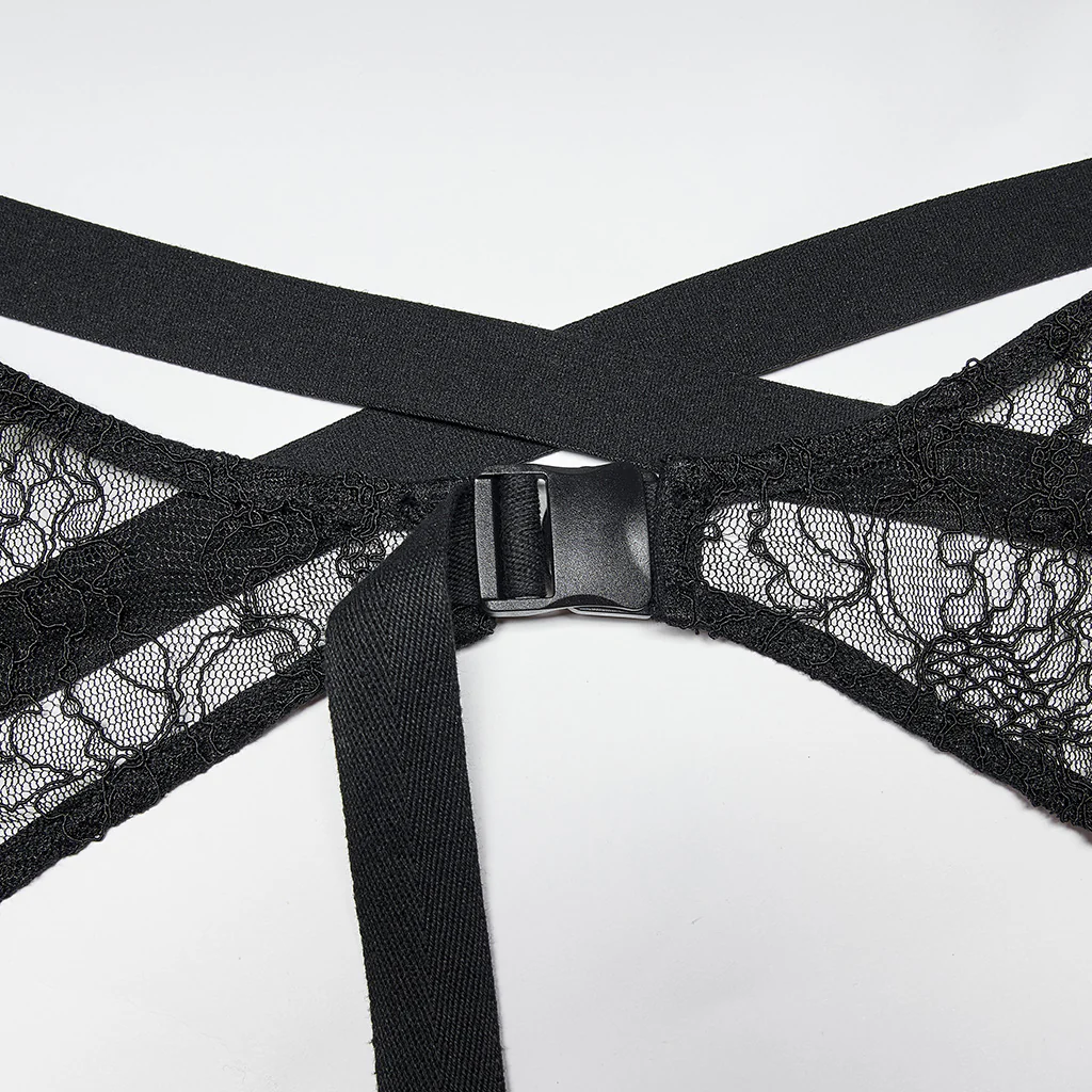 OPS-265QTF Gothic Lace Dress Cuffed Balloon Sleeves Crisscross Back Tie - Image 7