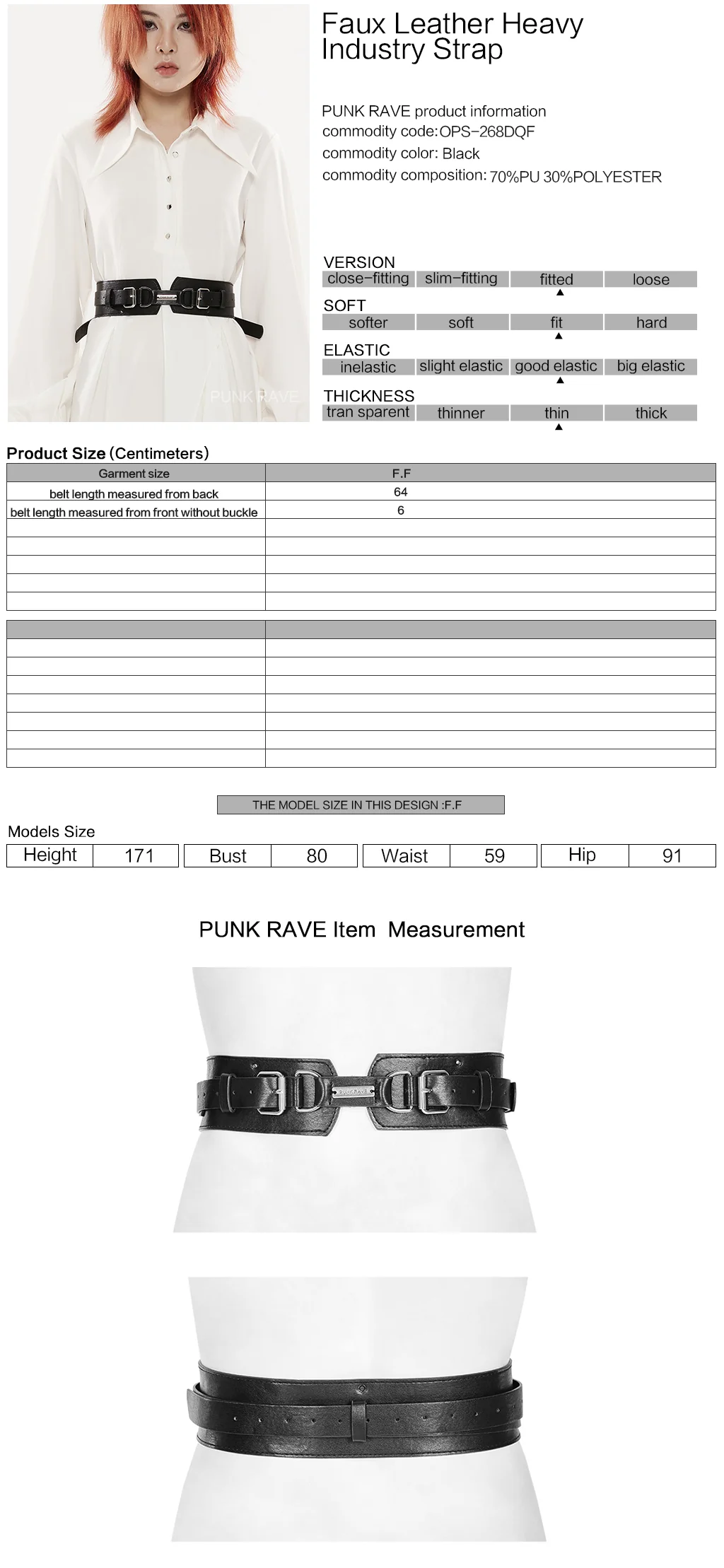 OPS-268BDF Edgy Black Double Buckle Punk Accessories Belt Fashion Statement - Image 2