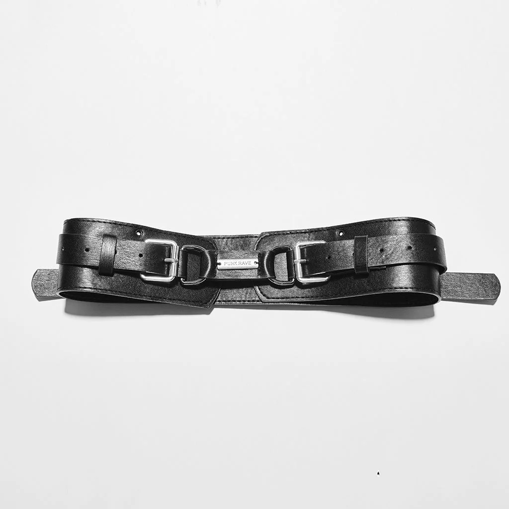 OPS-268BDF Edgy Black Double Buckle Punk Accessories Belt Fashion Statement - Image 21