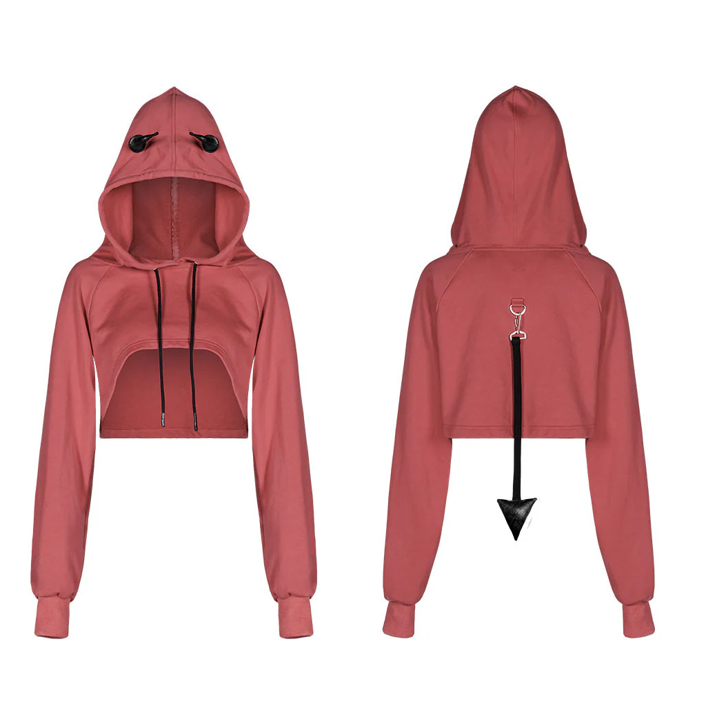 OPT-317WYF Gothic Hooded Cropped Sweater Long Sleeve Black Design - Image 58