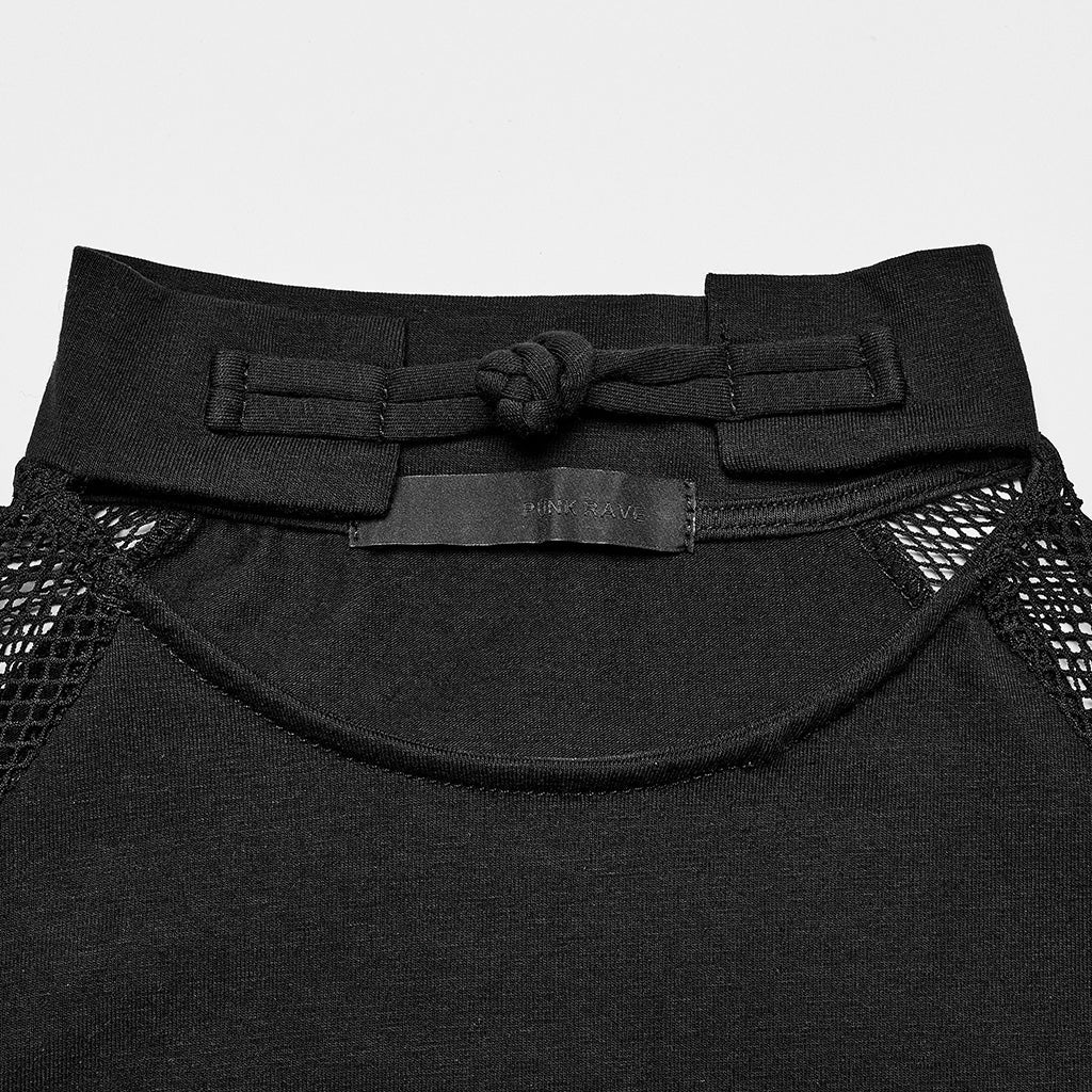 OPT-468DQF Edgy Mesh Cutout Long Sleeve Punk T-Shirts - Image 16