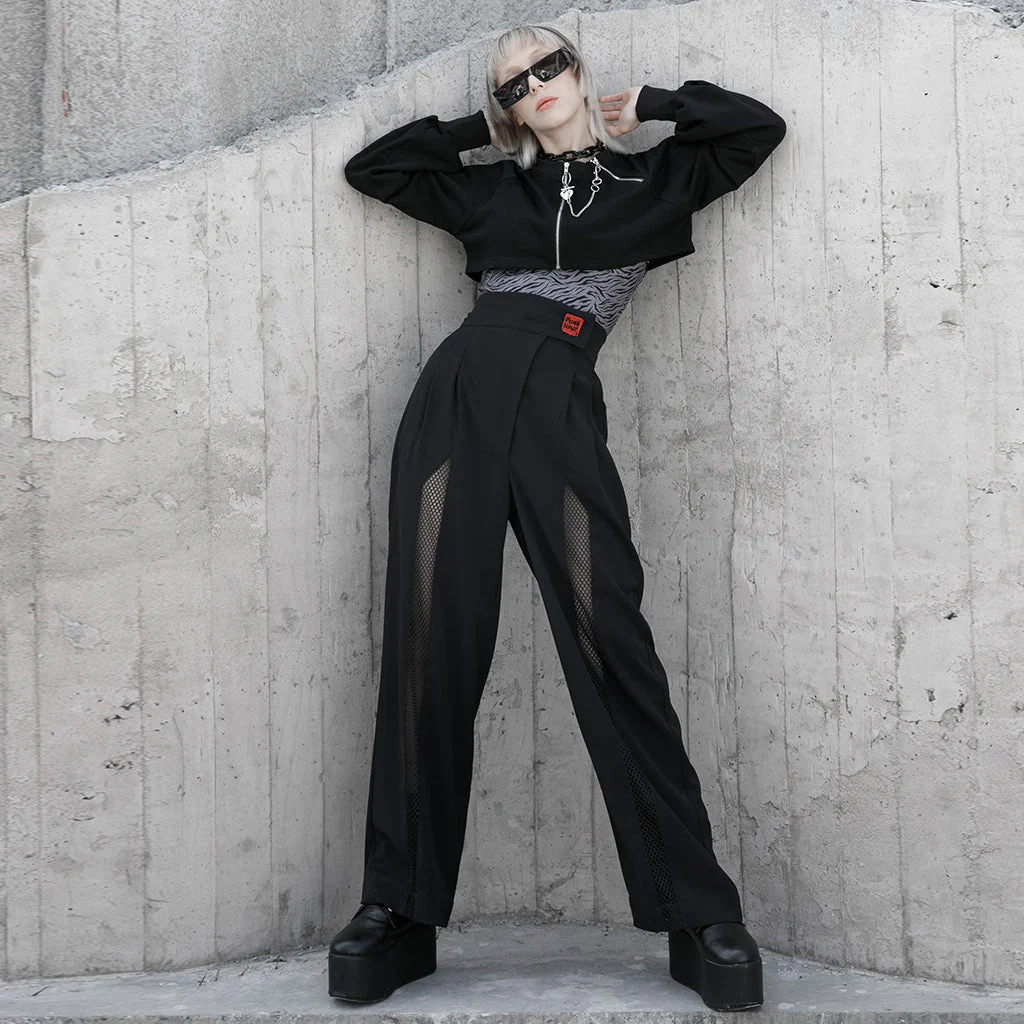 OPT-544DQF Gothic Crop Jacket Double Zipper Cropped Punk Hoodie - Image 24