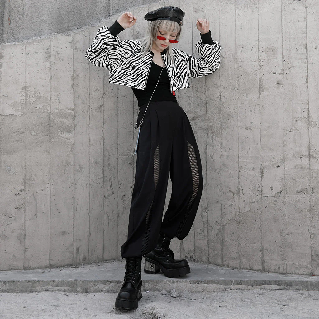 OPT-544DQF Gothic Crop Jacket Double Zipper Cropped Punk Hoodie - Image 52