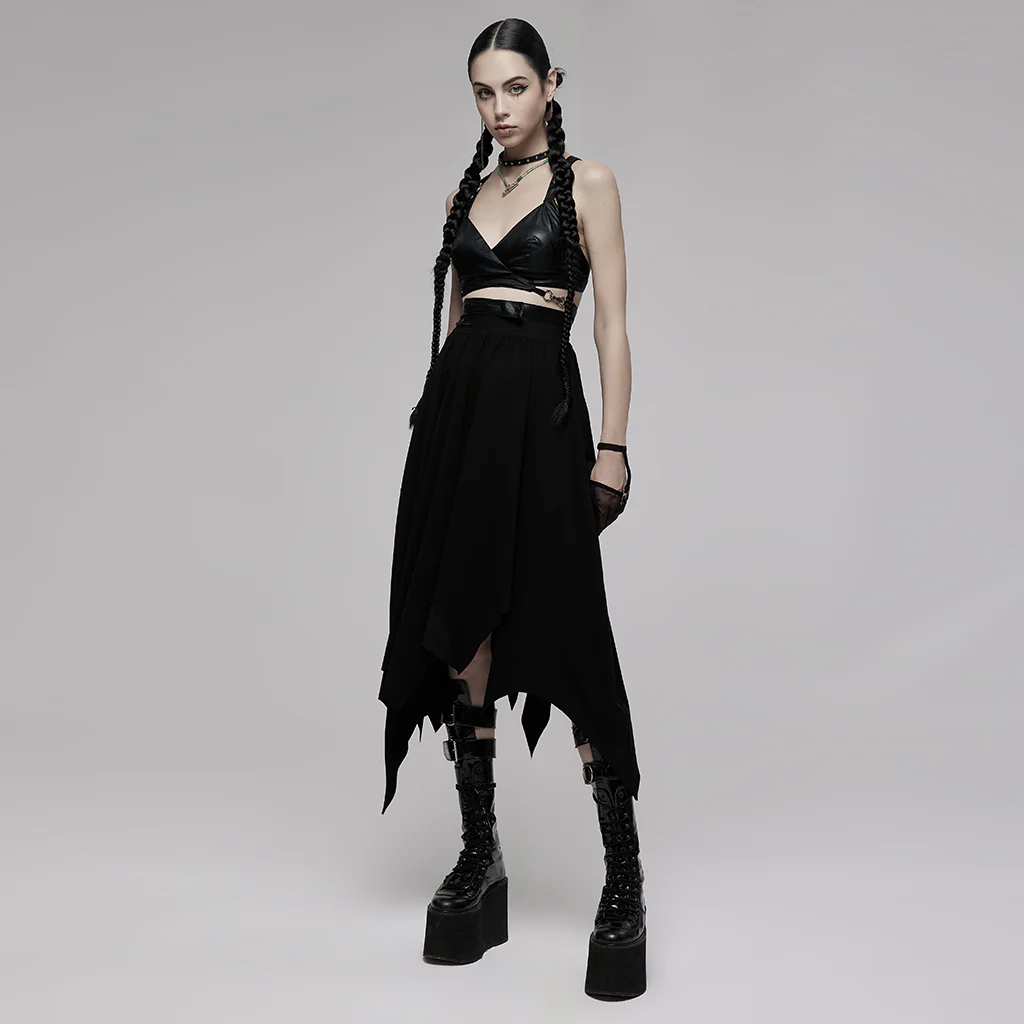 OPT-749BXF Edgy Strappy Leather Harness Top, your ultimate Punk Accessory Edgy Harness Punk Shirts Leather Wrap Crossback Design - Image 6