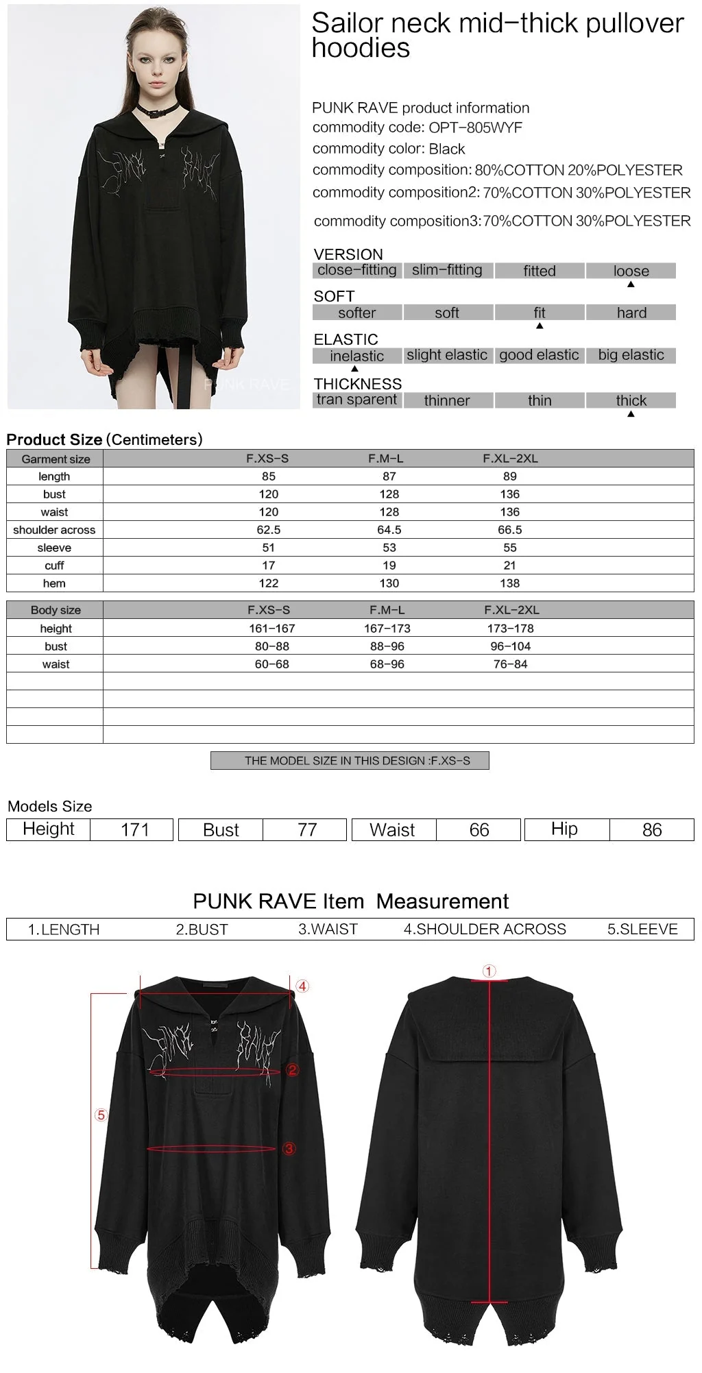 OPT-805WYF Sailor Neck Asymmetric Punk Sweater with Embroidered Accents - Image 22