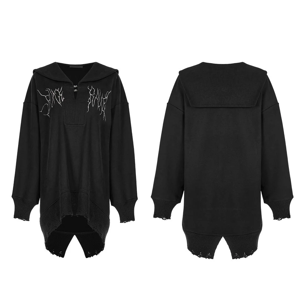 OPT-805WYF Sailor Neck Asymmetric Punk Sweater with Embroidered Accents - Image 26