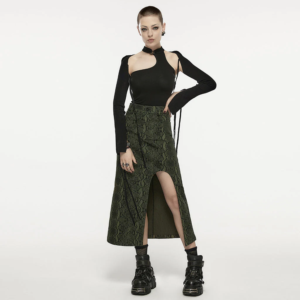 OPT-862BXF Asymmetric Black Choker Punk T-Shirts Edgy Streetwear Style - Image 13