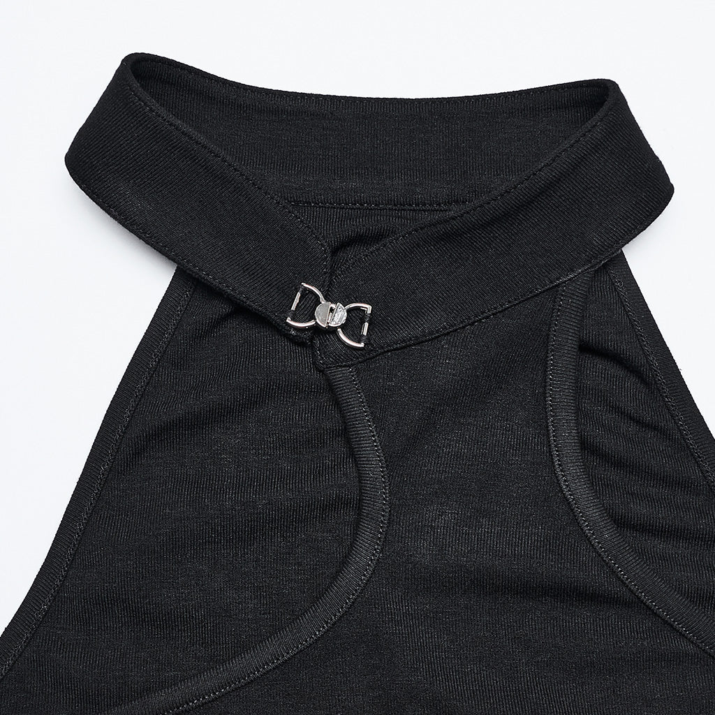 OPT-862BXF Asymmetric Black Choker Punk T-Shirts Edgy Streetwear Style - Image 14