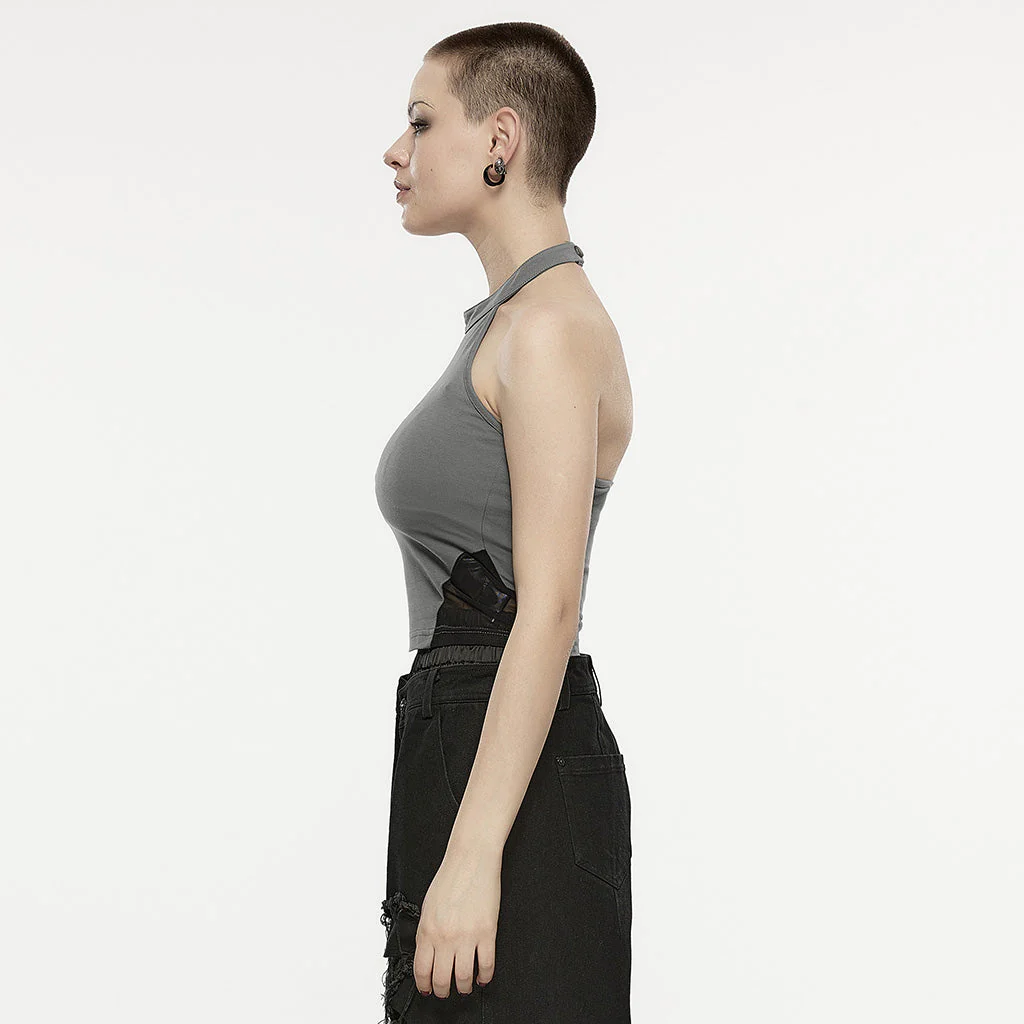 OPT-864BXF Dragon Graphic Gray Black Reversible Punk Vest - Image 13