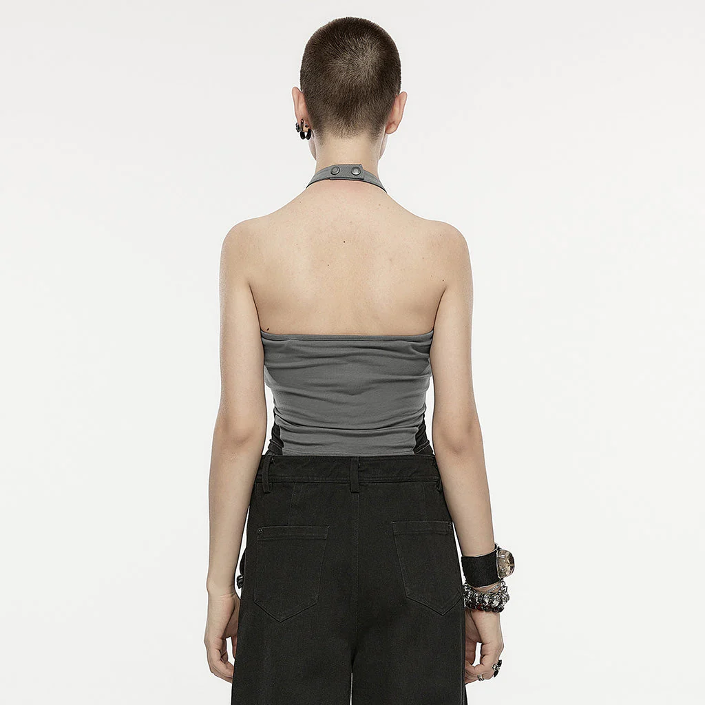 OPT-864BXF Dragon Graphic Gray Black Reversible Punk Vest - Image 14
