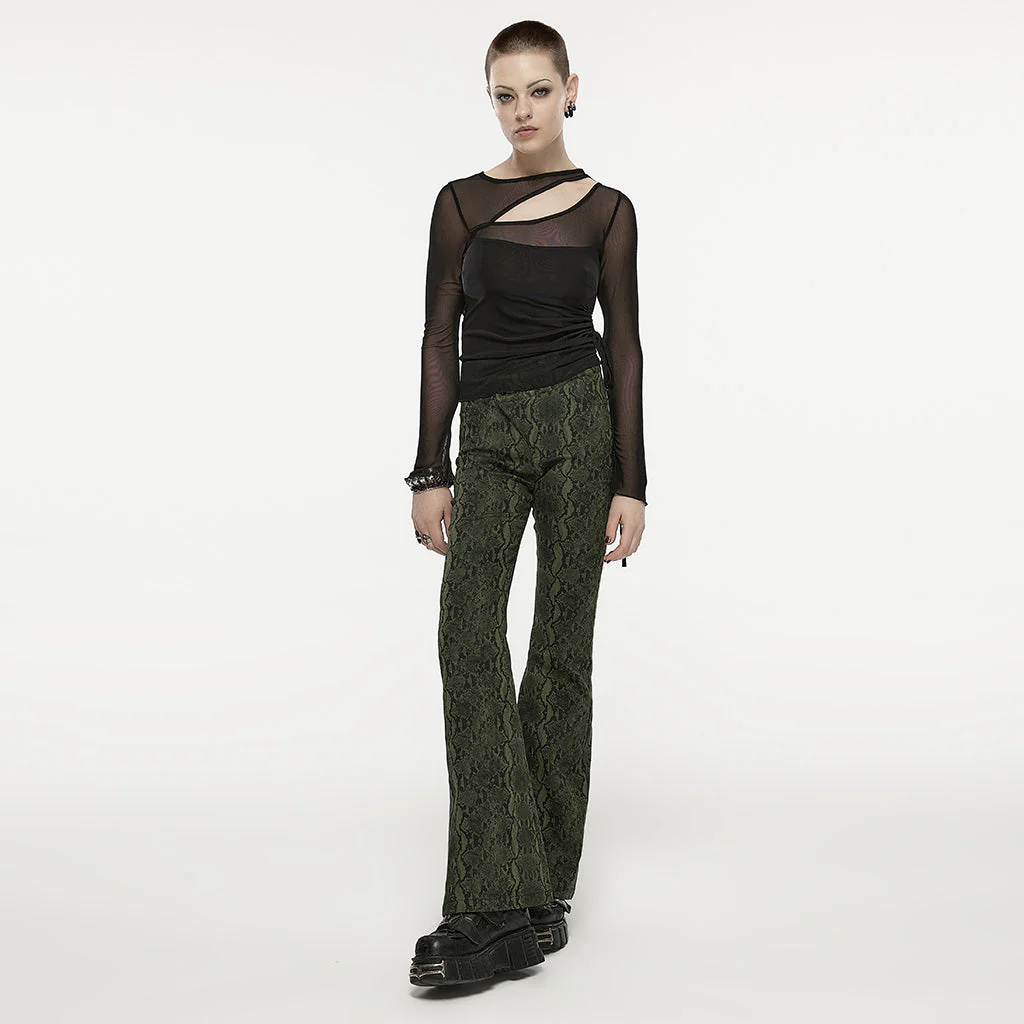 OPT-866TCF Gothic Oblique Slit Mesh Long-Sleeve Punk T-Shirt - Image 5
