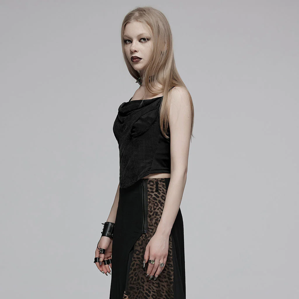 OPT-884DDF Gothic Black Mesh Drape Punk Vest Corset Style - Image 4