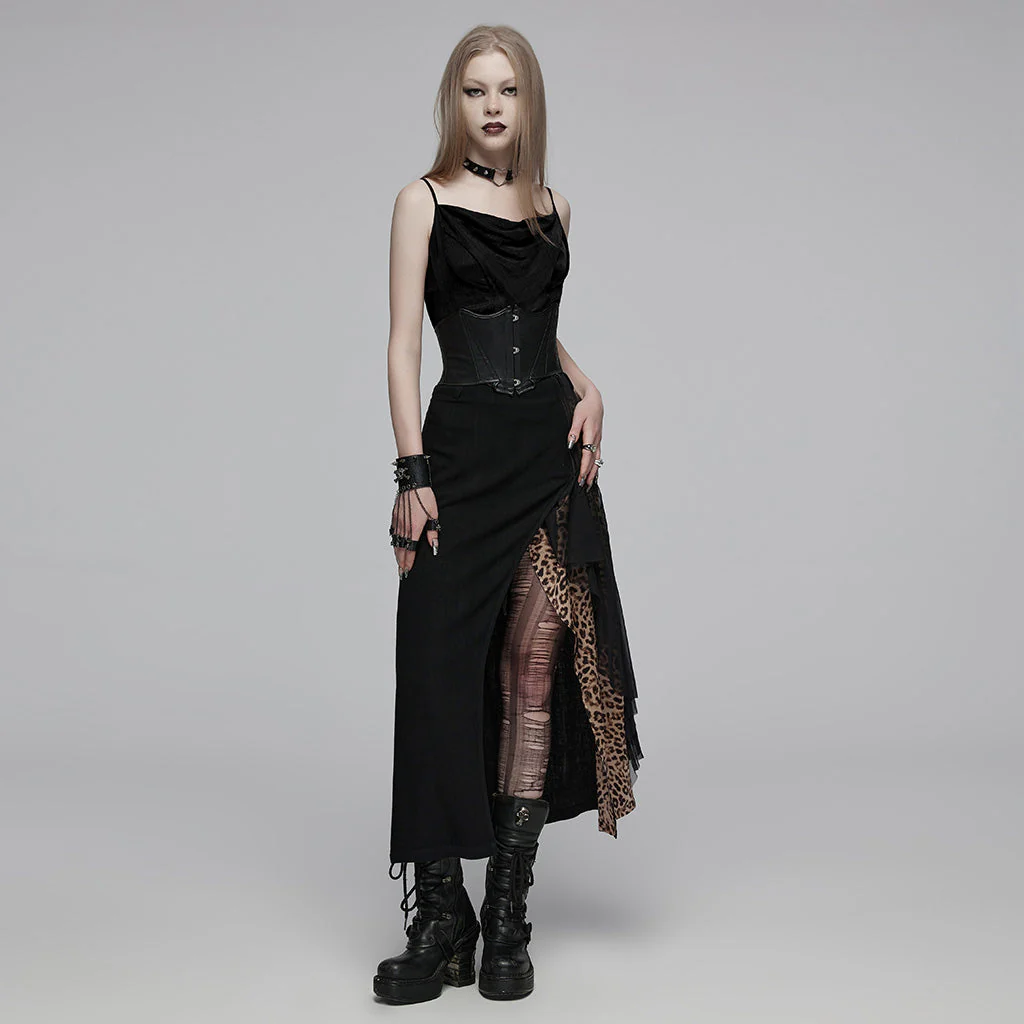 OPT-884DDF Gothic Black Mesh Drape Punk Vest Corset Style - Image 6