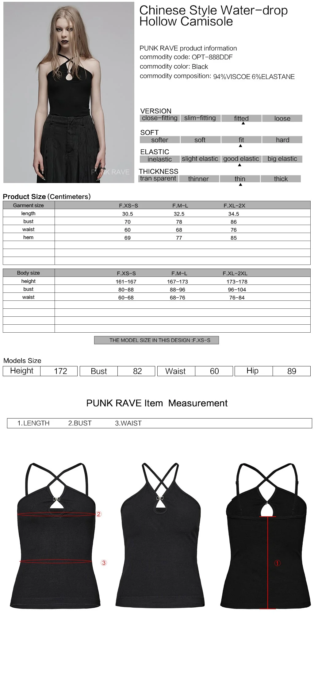OPT-888DDF Strappy Black Punk Shirts with Keyhole Detailing Top - Image 20