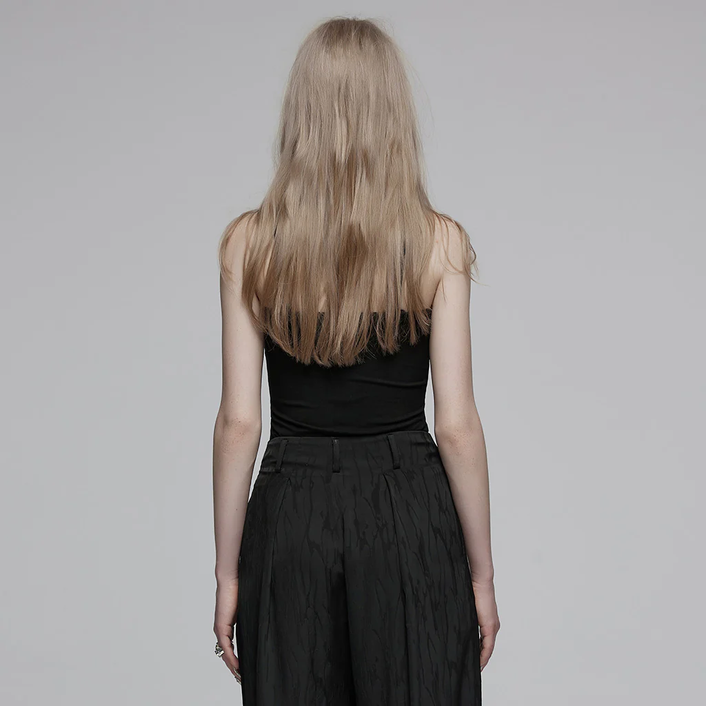 OPT-888DDF Strappy Black Punk Shirts with Keyhole Detailing Top - Image 5
