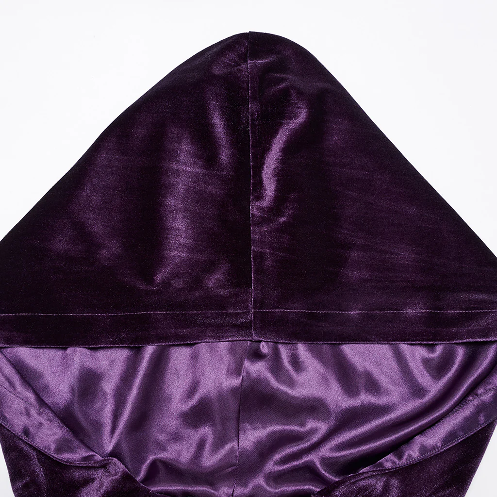OPY-444DQF Velvet Gothic Hooded Coat with Pom Poms Draped Design - Image 7